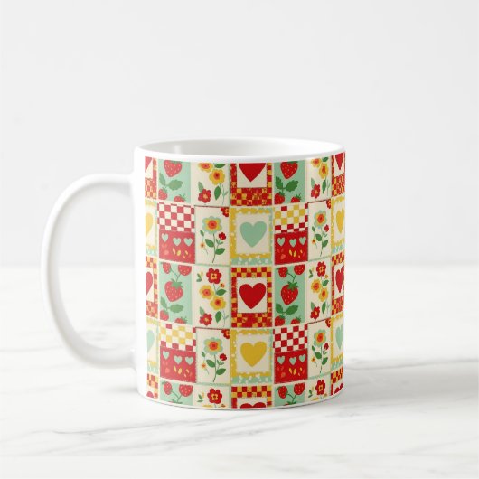 Erdbeer-Patchwork-Picknick Kaffeetasse (Links)