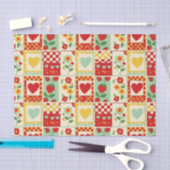 Erdbeer-Patchwork-Picknick Seidenpapier (Handwerk)