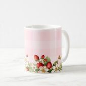 Erdbeer rosa Gingham-Baby-Party Kaffeetasse (VorderseiteRechts)