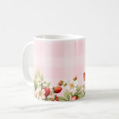 Erdbeer rosa Gingham-Baby-Party Kaffeetasse (Vorderseite Links)