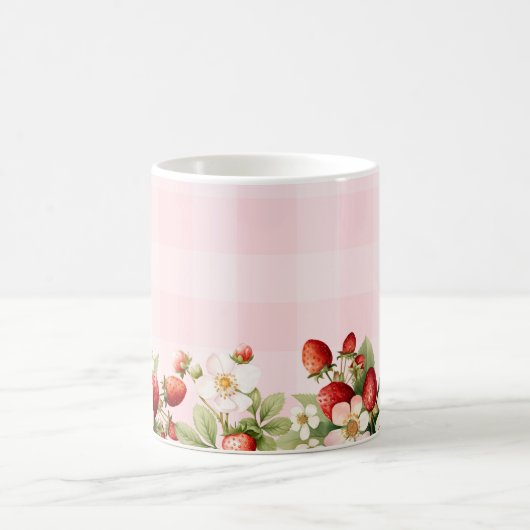 Erdbeer rosa Gingham-Baby-Party Kaffeetasse (Mittel)