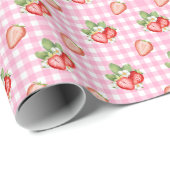 Erdbeer-Rosa-Gingham-Karo-Geschenkpapier Geschenkpapier (Rolleneckpunkt)