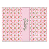 Erdbeer-Rosa Gingham-Karomuster Tischdecke (Vorderseite (Horizontal))
