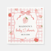 Erdbeer-Rosa-Gingham-Mädchen-Baby-Party Serviette (Vorderseite)