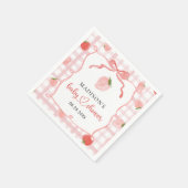 Erdbeer-Rosa-Gingham-Mädchen-Baby-Party Serviette (Ecke)