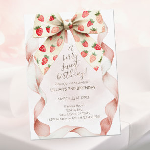 Erdbeer-Schleife Berry Sweet Zweiter Geburtstag Einladung