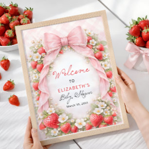 Erdbeer-Schleife Coquette Baby-Shower-Willkommen Poster