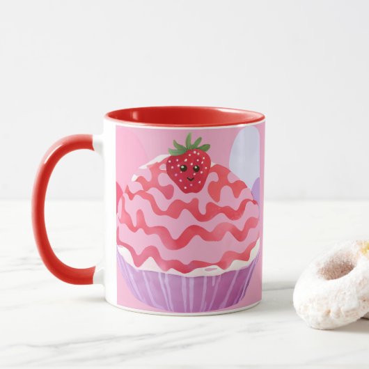 Erdbeer-Shortcake Tasse (Mit Donut)