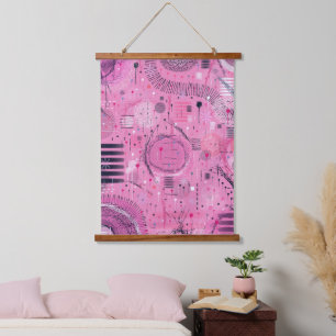 Erdbeer-Sundae-Abstrakte Kunst Wandteppich Mit Holzrahmen