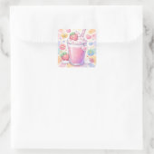 Erdbeer-Träume-Milchshake Quadratischer Aufkleber (Tasche)