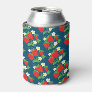 Erdbeer- und Blumen-Blau-Muster Dosenkühler