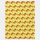 Erdbeer- und Blumen-Gelb-Muster Fleecedecke (Vorderseite)