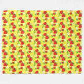 Erdbeer- und Blumen-Gelb-Muster Fleecedecke (Vorderseite (Horizontal))