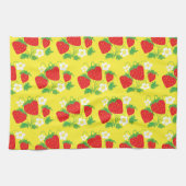 Erdbeer- und Blumen-Gelb-Muster Geschirrtuch (Horizontal)