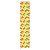 Erdbeer- und Blumen-Gelb-Muster Kurzer Tischläufer (Vorderseite)