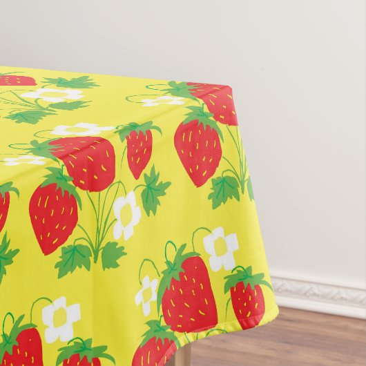 Erdbeer- und Blumen-Gelb-Muster Tischdecke (Beispiel)