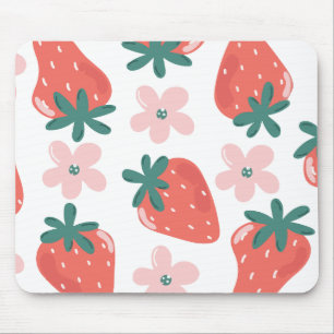 Erdbeer- und Blumendesign Mousepad