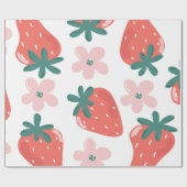 Erdbeer- und Blumenmuster Geschenkpapier (Flach)