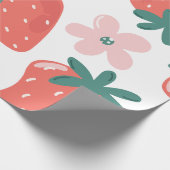 Erdbeer- und Blumenmuster Geschenkpapier (Ecke)