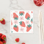 Erdbeer- und Blumenmuster Serviette (Beispiel)