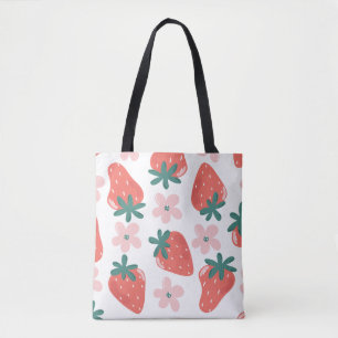 Erdbeer- und Blumenmuster Tasche