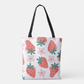 Erdbeer- und Blumenmuster Tasche (Rückseite)