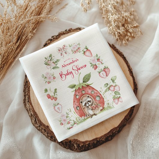 Erdbeer-Wald-Baby-Party Serviette