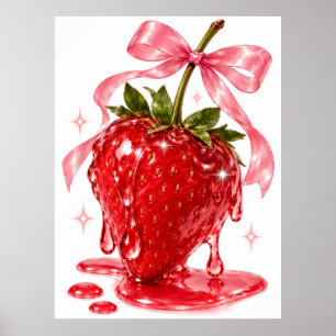 Erdbeer-Wandkunst Saftiger Koketten-Fruchtposter Poster
