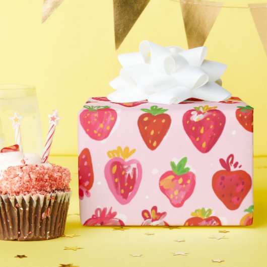 Erdbeer-Wonne-Muster Geschenkpapier (Geburtstagsparty)