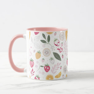 Erdbeer-Zitrus-Botanik-Muster – 11 oz Kombi-Tasse  Tasse