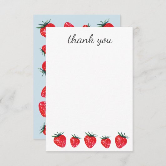 ErdbeerAquarell danken Ihnen Anmerkungen Dankeskarte (Vorne/Hinten)