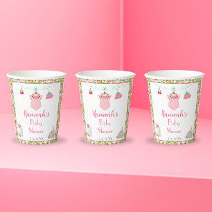 Erdbeerbaby-Outfit mit Muster Baby Shower Pappbecher