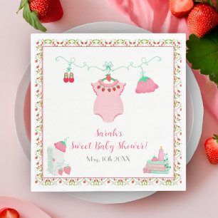 Erdbeerbaby-Outfit mit Muster Baby Shower Serviette