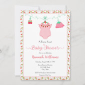 ErdbeerBaby Outfit mit Pattern Baby Dusche Einladung (Vorderseite)