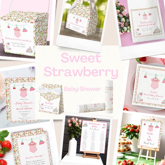 ErdbeerBaby Outfit mit Pattern Baby Dusche Geschenkanhänger