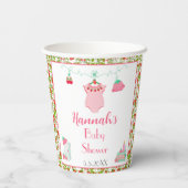 ErdbeerBaby Outfit mit Pattern Baby Dusche Pappbecher (Rückseite)