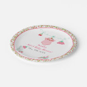 ErdbeerBaby Outfit mit Pattern Baby Dusche Pappteller (Schrägansicht)