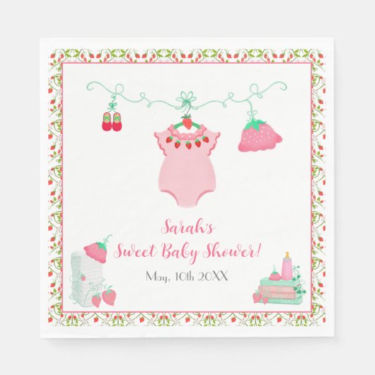 ErdbeerBaby Outfit mit Pattern Baby Dusche Serviette (Vorderseite)