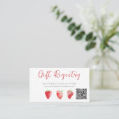 Erdbeerbaby- Shower-Geschenkregistrierungs-QR-Code Begleitkarte (Stehend Vorderseite)