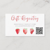 Erdbeerbaby- Shower-Geschenkregistrierungs-QR-Code Begleitkarte (Vorderseite)