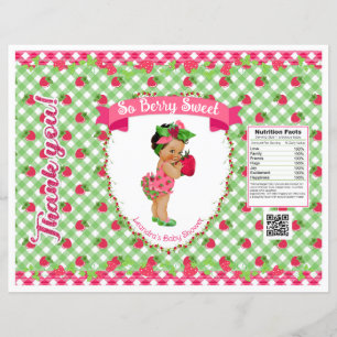Erdbeerbaby-Thema Grün Rosa Gingham-Chip-Tüte