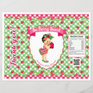 Erdbeerbaby-Thema Pink Grün Gingham-Chip-Tüte