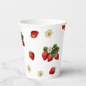 Erdbeerbeerbeerbecher mit Blüten auf weiß Pappbecher (Vorderseite)