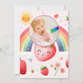 Erdbeerbeere 1. Party Geburtstag Einladung (Rückseite)