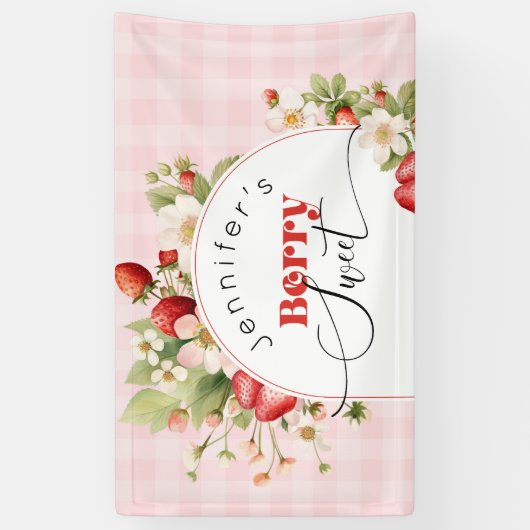 Erdbeerbeere Geburtstagsparty Banner (Vertikal)