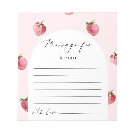 Erdbeerbeere - Meldung "Sweet Time Capsule" Notizblock (Vorderseite)