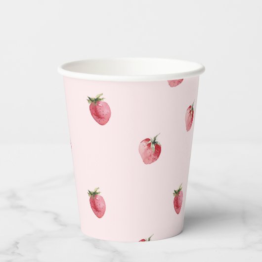 Erdbeerbeere zum ersten Geburtstag Pappbecher (Rückseite)