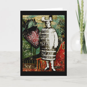 Erdbeerbier-Typ-Grußkarte Vintage-Ephemera Karte