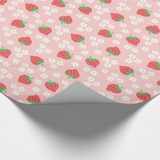 ErdbeerBlumen-rosa Muster Geschenkpapier (Ecke)