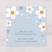 Erdbeerblüte Retro Schriftart blaue Ohrring-Karte Quadratische Visitenkarte (Rückseite)